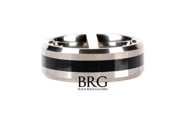 Stuller Tungsten Flat Band With Black Enamel